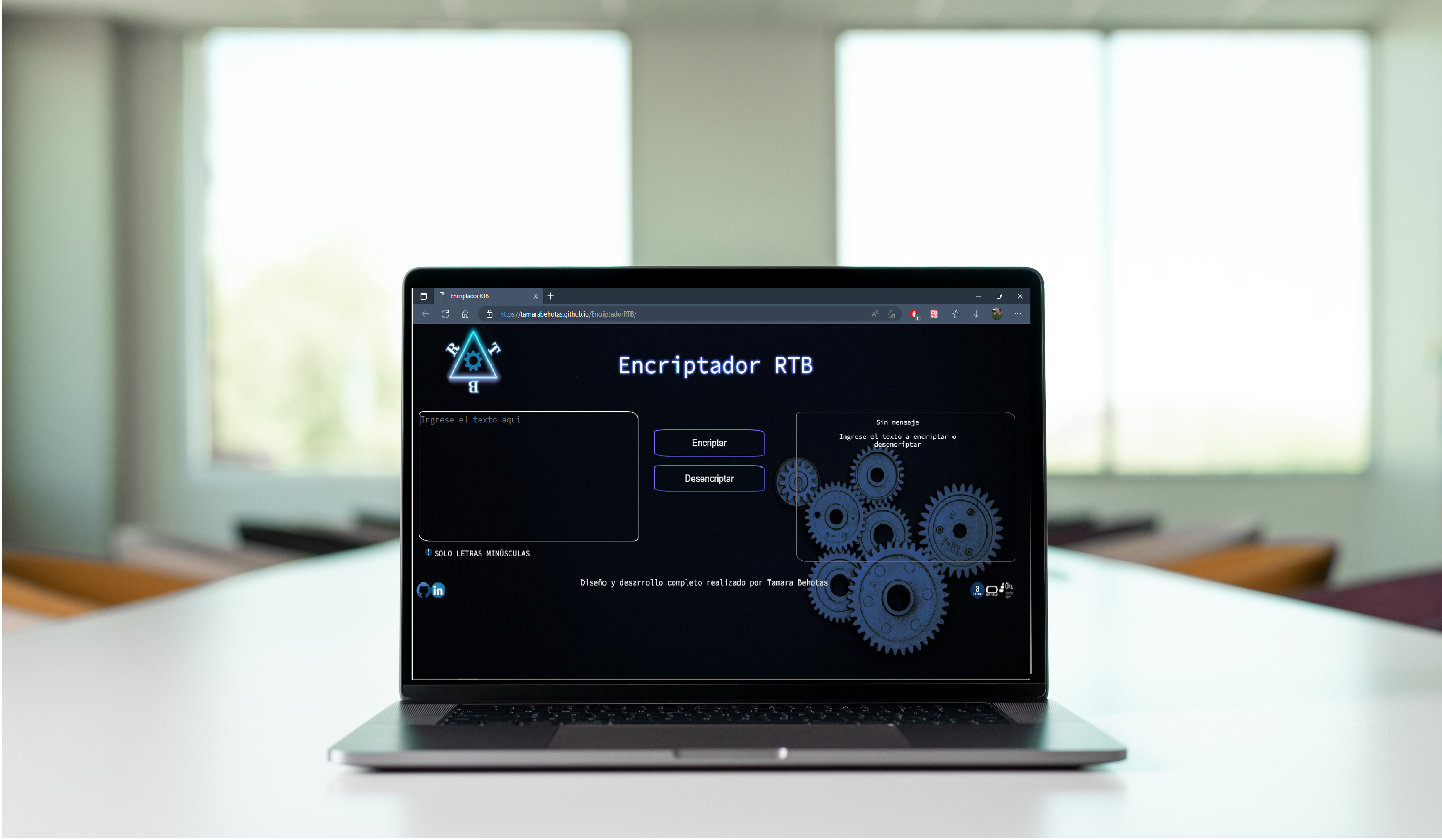 imagen de laptop que muestra el encriptador